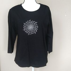 Krazy Kat Stud Embellished Shirt XL Black Silver Halloween